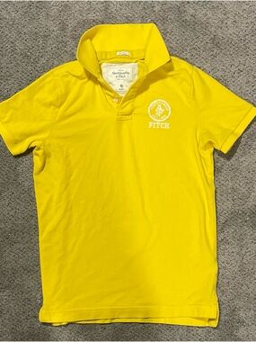Vintage Abercrombie & Fitch Muscle Polo Shirt Yellow Crest Logo Size M Y2K